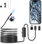 Luteti Endoscope Camera with 6 Adjustable LED Lights, Semi-Rigid Broscope Snake Camera, IP67 Waterproof Inspection Cam Compatible with iPhone/iPad and Android Devices
