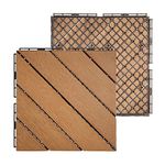 Plantex Tiles for Floor-Interlocking Wooden Tiles/Garden Tile/Quick Flooring Solution for Indoor/Outdoor Deck Tile-Pack of 6 (Keruing Wood)