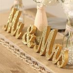 WANTMAZOR Wooden Mr and Mrs Signs Wedding Table Decorations, Wooden Freestanding Letters for Photo Props, Rustic Wedding Decoration, Anniversary Wedding Shower Gift