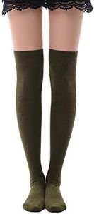MK MEIKAN Army Green Knee High Socks for Girls, Womens Posing Ivy Costume Thin Crochet Thigh High Boot Socks 1 Pair, Military Green