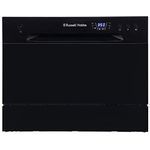 Russell Hobbs RHTTDW6B Freestanding Compact Dishwasher, Eco mode, 6 place_settings, Black, Noise level: decibels 52