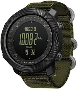 North Edge Apache Tactical Sports Watches for Men Digital Outdoor Survival Military Compass Rock Solid Digital Watches with Durable Band, Steps Tracker Pedometer Calories (Green)