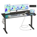 JOISCOPE Standing Desk, Height Adjustable Desk with Memory Height, Sit Stand Desk with USB and Type-C Outlet, Modern Computer Desk, Home Office Desk, 55 inches, Black