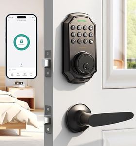 Keyless Entry Door Lock with 2 Handle Set - App Control Electronic Keypad Door Lock - 100 Code Keypad Door Lock with Handle - Front Door Lock Set - One Time Code - Auto Lock Easy Installation