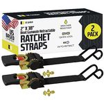 DC Cargo Boat Retractable Ratchet Strap Heavy Duty Gunwale Kit & Transom Tie Down Straps & | Heavy-Duty 2-Inch x 38-Inch Straps for Secure Boat or Jet Ski Trailer Transport | 2500 lbs Break Strength