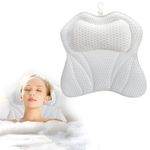 Nzkeuf Bath Pillow – Bath Cushion for Head and Neck, Soft 4D Air Bathtub Pillow with Ergonomic Design, Perfect for Relaxing Baths and Spa at Home (White)