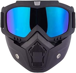 ZNEE SMART Motorcycle Helmet Riding Goggles Glasses With Removable Face Mask,Detachable Fog-proof Warm Goggles Mouth Filter Adjustable Non-slip Strap (Rainbow)