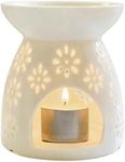 Sharemee - Ceramic Tealight Holder Candle Burner & Essential Oil Diffuser Scented Wax Warmer, Hollowing Fireworks Atmosphere Lamp for Bedroom Decoration Night Light Aromatherapy (White, Vase Shape)