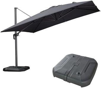 PURPLE LEAF Patio 11.5' x 11.5' Telescopic Umbrella with Base Grey