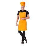 KODENIPR CLUB Kitchen apron with cap for women/men chef apron cap/apron and cap set (Yellow)