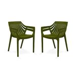 Oaknest Unboxing Furniture Supreme Spectrum Plastic Chair| Oversized Chair For Living Room/Garden And Bedroom Set| Weight Bearing Capacity 150 Kg| 6 Months Warranty* (Mhendi Green)| Set Of 2 Piece