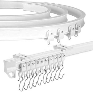 XCK Flexible Ceiling Curtain Track 10 Meters 32.8 ft Curved Window Bay Bendable Shower Curtain Rail White RV Curtain Track Riel Para Cortinas de Techo