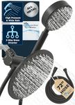 HammerHead Showers® ALL METAL Dual Shower Head Combo – MATTE BLACK – 8 Inch Rainfall High Flow Shower Head & Handheld Shower Head High Pressure with Hose 6ft - Hotel-Like Double Shower Heads