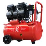 RocwooD Air Compressor Electric 24L Litre 1HP 750w Silent Portable Oil Free 8bar 116psi 5CFM 5 Piece Accessories Kit Workshop Garage 230v 3 Pin 13amp UK Plug Red Low Noise 21kg