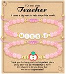 Teacher Gifts Beaded Bracelets for Teens Thank You Teacher Gifts Initial Miss U Gratitude Back to School Adjustable Birthday Christmas Jewelry