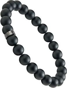 LUXAR Bracelets For Men | Genuine Leather Bracelets and 8mm Onyx Stone Bead Bracelets | Black, Silver and 925 Sterling Silver Bead and Clasp Options, Large, Onyx, Onyx