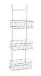 HOMION Over Shower door Screen Caddy Hanging Bathroom Organiser Shower Storage Rack Extra Storage Rack for Bathroom Tidy Deep Baskets Caddy Shower Organizer (3 Tier White)