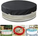 Bitubi 9-10 Ft Steel Round Stock Tank Pool Cover,Upgraded with Wire Rope & Winch Fixed Increase Stability(Black)