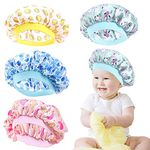 4 Pieces Kids Satin Bonnets Wide Band Silk Bonnet Night Sleep Cap Toddler Hair Bonnet Sleeping Hat for Natural Hair Kids Children Infant Newborn Babies Girls