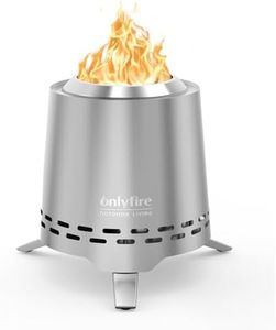 Onlyfire Brasero de Table Aciers Inoxydables, Portable Foyer sans Fumée avec Support de Pot et Sac de Transport, pour Pellets et Bois, 16,5CM Brasero Extérieur pour Le Jardin, Conique, Argent