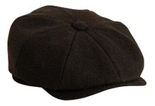 Gamble & Gunn Shelby' Flat Cap Black Herringbone Vintage Style Baker Boy Cloth Hat Button Top - 61cm