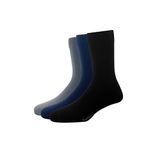 Van Heusen Mens Cotton Full Length Socks (Pack of 3) Dark Grey, Navy, Black