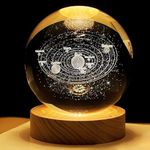 GKDARED Galaxy Crystal Ball Night Lamp,Solar System Crystal Ball Night Light, USB Table LED Wooden Crystal Ball for Home Decoration Birthday Gift for Boys and Girls (Galaxy Light)