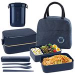 UHAPEER 2 Tier Lunch Box Bento Box with Lunch Bag | Cutlery, Bento Lunch Boxes with Adjustable Compartments for Adults and Kids, Portable Leakproof Food Container Lunchbox for Work and School