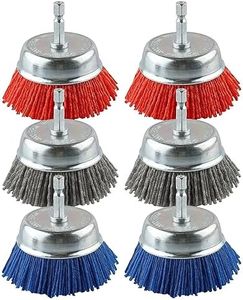 Rocaris 6 Pack Nylon Filament Abrasive Cup Brush Set with 1/4 Inch Hex Shank, for Removal of Rust/Corrosion/Paint - 80 Grit, 120 Grit, 240 Grit