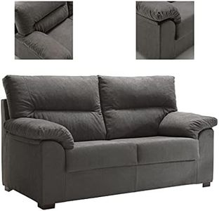 Tanuk Sofá DELLING 3 PLAZAS Gris Marengo 185x90 3 Plazas Desenfundable Fabricado en España Sistema de Limpieza ACUALINE (Envío y Subida a Domicilio Incluidos)