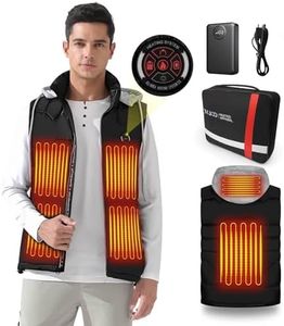 JVUOO Lightweight Heated Vest for Men with Battery Pack 7.4V, 6 Heating Zones Warmth Clothes, 3 Temperature Control Rechargeable Apparel USB Battery Included, Suitable for Winter Outdoor, XXL