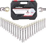 CRAFTZONE Ratcheting Combination Wrench Set, SAE & Metric With Color Ring, 14pc/7pc/10pc/5pc, 3/8" To 3/4"; 8mm To 18mm, With Organizer Rack, 12-Point, 72 Teeth (22PC SAE & METRIC)