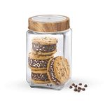 Treo By Milton Woody Cube Glass Jar, 800 ml, Transparent | Easy to Clean | Candies | Cookies | Pulses | Kitchen Item