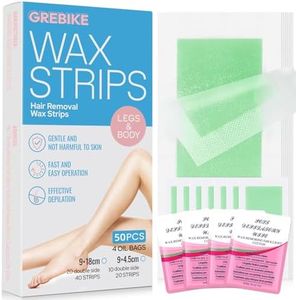 GREBIKE 60PCS Wax Strips for Hair Removal - Facial Hair Removal for Women - Waxing Kit for Face, Body, Arms, Legs, Chest, Back, Bikini & Brazilian 60ct Waxing Strips & 4Calming Oil Wipes