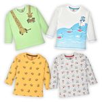 Luvlap Boy's Regular Fit Baby and Toddler T-Shirt (903324_Paradise Green, White, Sunflower, Grey Melange 6 to 12 Months)