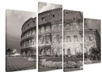 Multi Split Panel Canvas Artwork Art - Dramtic Sky Above Colosseum In Rome Amphitheatre Italy Famous Landmark Stadium - ART Depot OUTLET - 4 Panel - 101cm x 71cm (40"x28")