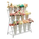 Benediction Life Flower Display Stand With Wheels,3 Layers Plant Cart with 12PCS Buckets,Heavy Duty Moving Flower Rack for Indoor, Outdoor Patio Garden, Living Room, Florist, Delivered in Two Packages