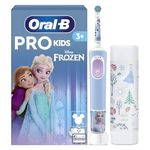 Oral-B Pro Kids Electric Toothbrush, 1 Toothbrush Head, x4 Frozen Stickers, 1 Travel Case, 2 Modes with Kid-Friendly Sensitive Mode, for Ages 3+, 2 Pin UK Plug, Blue