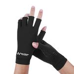 2 Pairs Arthritis Gloves, Compression Gloves Support and Warmth for Hands, Finger Joint, Relieve Pain from Rheumatoid, Osteoarthritis, RSI, Carpal Tunnel, Women (M, Copper Black)