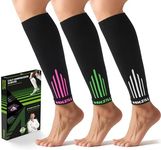 NEWZILL Calf Compression Sleeve for Men & Women | Footless Compression Socks for Shin Splint Relief, Varicose Veins | Leg Sleeve for Running, Travel, Nursing, Fitness (White/Pink/Green 3Pairs XXL)
