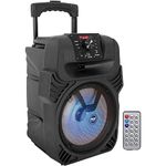 400W Portable Bluetooth PA Loudspeaker - 8” Subwoofer System, 4 Ohm/55-20kHz, USB/MP3/FM Radio/ ¼ Mic Inputs, Multi-Color LED Lights, Built-in Rechargeable Battery w/Remote Control - Pyle PPHP844B