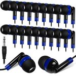 Kanayu 100 Pack Wired Earbuds Bulk Earbuds for Classroom Ear Headphones Wired Basic Student Earbuds No Microphone with 3.5MM Jack for Kids Class Laptop School Library, Individually Bagged (Dark Blue)