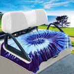 YOKYHOM Golf Cart Seat Covers, Blue Tie Dye Golf Cart Seat Towel Blanket with Holes fits Most EZGO, Yamaha & Club Car, 100% Microfiber, Super Durable & Soft, Easy Install and Clean, 51''x 31''