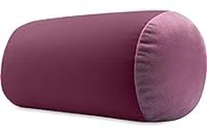 Microbead Bolster Neck Roll Pillow, Gently Body, Head, Neck & Shoulders No Pain Rest, Relax Sleep - Silky Feel Prevent Wrinkles & Hair Breakage - Lightweight Cylinder Tube, 14" x 8", Burgundy /Merlot