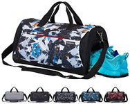 Sports Gym Bag with Shoes Compartment and Wet Pocket, Travel Duffle Bag for Men and Women (Galaxy)