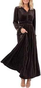 Maxigerui Womens Velvet Dress Fall Wedding Guest Long Sleeve Formal Dress M