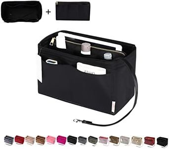 ZTUJO Purse Organizer Insert, Felt Bag Organizer with Metal Zipper, Handbag & Tote Shaper, For Speedy Neverfull Tote, 7 Sizes(X-Large,Ebony)