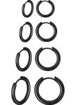 4 Pairs Stainless Steel Hoop Earrings for Cartilage, Nose and Lip for Men and Women, 8 mm, 10 mm, 12 mm, 14 mm, Stainless Steel, No Gemstone