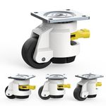 HOLKIE Leveling Castors with Ratchet Handle Design - Total Capacity 1000kg - Heavy Duty Castors Set of 4 for Workbench - 50mm Industrial Castors with Adjustable Leveling Pads (TD60)