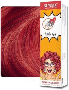 Streax Professional Hold & Play Funky Colour, Flirty Red | Vibrant Semi-Permanent Hair Colour | Ammonia Free, Peroxide Free, 100g